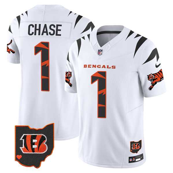 Men%27s Cincinnati Bengals #1 Ja%27Marr Chase White Limited F.U.S.E. Special Vapor Untouchable Limited Stitched Jersey Dyin